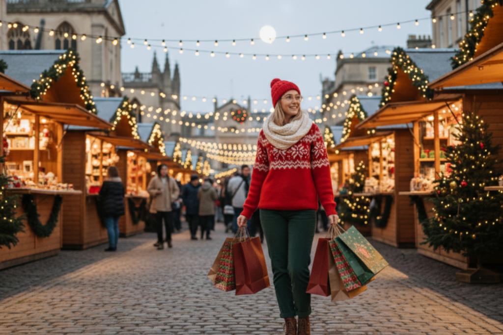 Holiday visitor visiting one of the Top 5 UK Christmas Cities After Landing At Gatwick Airport | Airport Wifi Hire Holiday visitor visiting one of the Top 5 UK Christmas Cities After Landing At Gatwick Airport