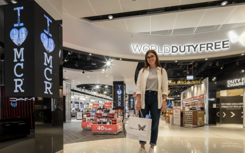 Lady Shopping at World Duty Free Shopping, Manchester Airport