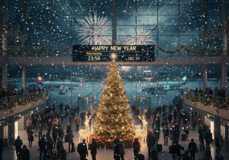 New Year Eve At Heathrow Airport