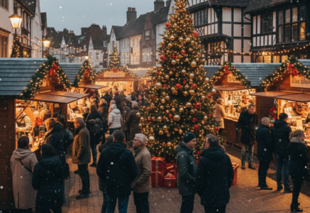 Whitefriars Christmas Market Canterbury during christmas
